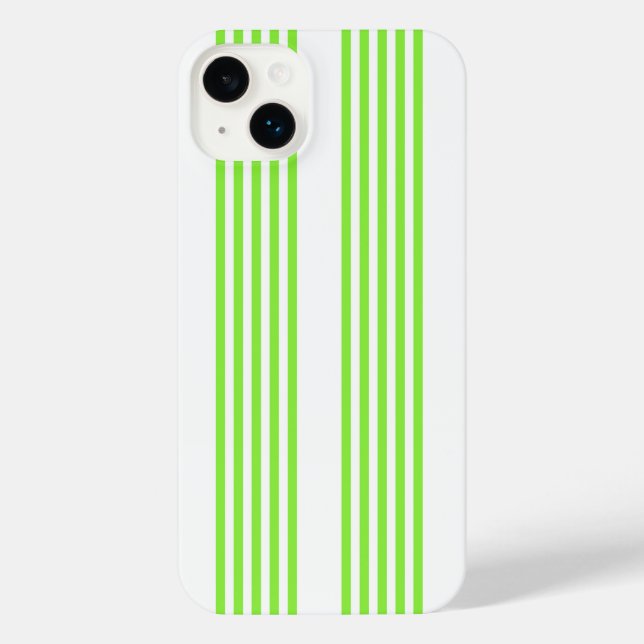 Lime green and white five stripes pattern iPhone case (Back)