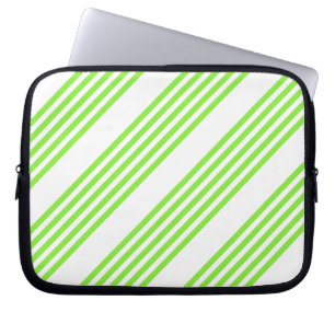 Lime green and white five stripes pattern laptop sleeve
