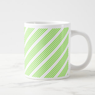 Lime green and white five stripes pattern large coffee mug