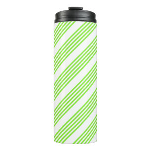 Lime green and white five stripes pattern thermal tumbler