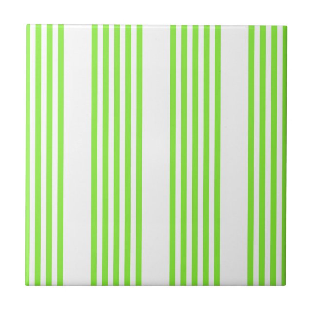 Lime green and white five stripes pattern tile (Front)