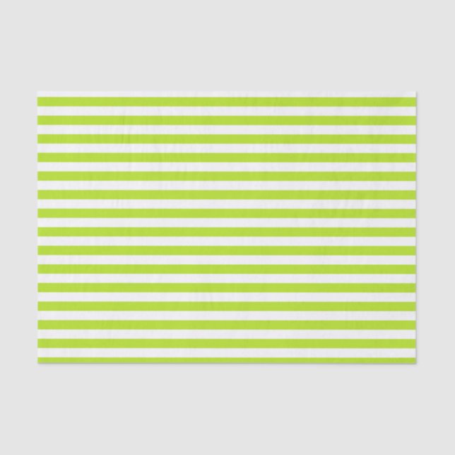 Lime Green and White Stripes Tissue Paper (Front)