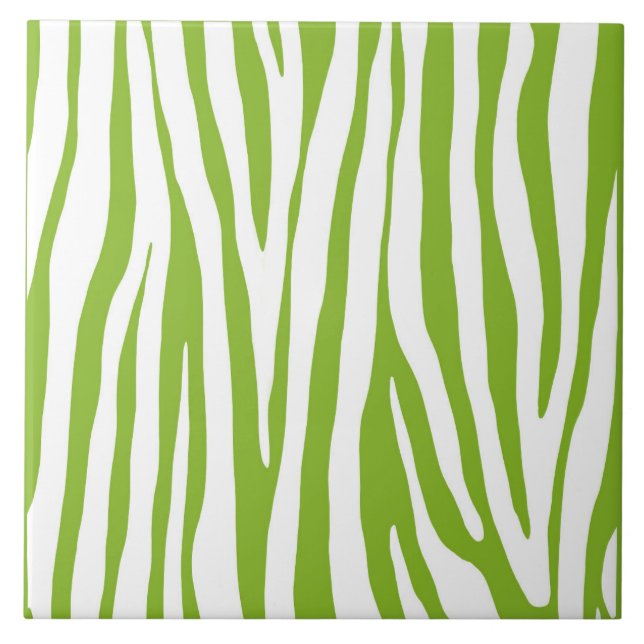 Lime green and white zebra pattern tile (Front)