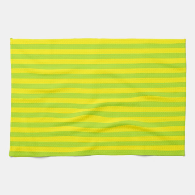 Lime Green and Yellow Stripes Kitchen Towel (Horizontal)