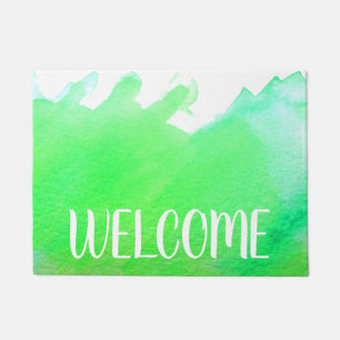 Lime green arty watercolor theme welcome mat
