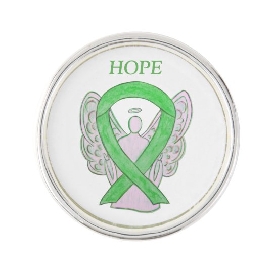 Lime Green Awareness Ribbon Angel Custom Lapel Pin