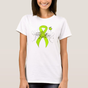 Lime Green Awareness Ribbon with Butterfly T-Shirt