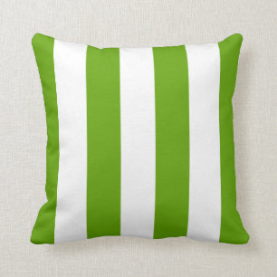 Lime Green Awning Stripe Throw Pillow