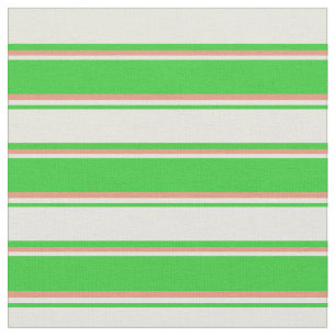 Lime Green, Beige, and Dark Salmon Lined Pattern Fabric