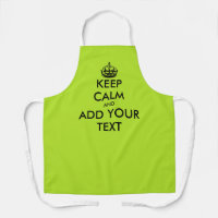 Lime green bib apron with custom keep calm text