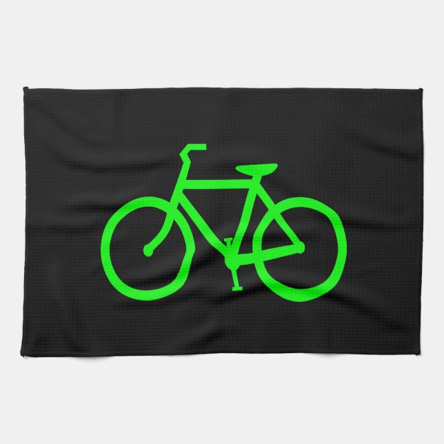 Lime Green Bike Kitchen Towel (Horizontal)