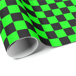 Lime Green/Black Chequered Wrapping Paper