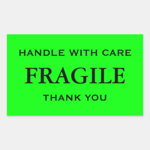 Lime Green/Black Fragile. Handle with Care. Sticker