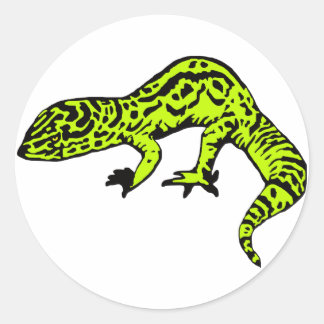 Lime Green & Black Gecko Classic Round Sticker