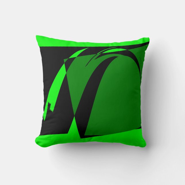 Lime  Green Black Retro Abstract Art Deco Throw Pillow (Front)