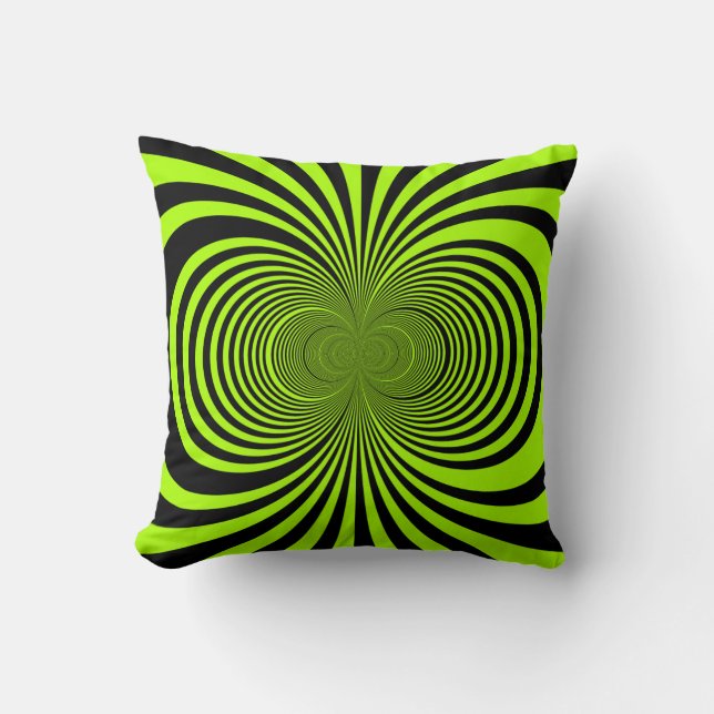Lime Green & Black Retro Design Throw Pillow (Front)