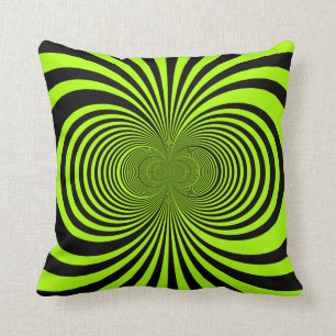 Lime Green & Black Retro Design Throw Pillow