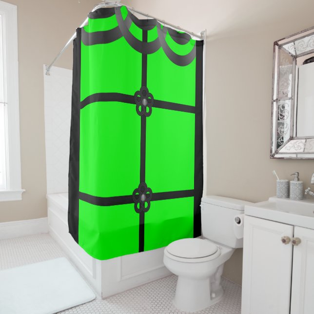 Lime green black showercurtain (In Situ)