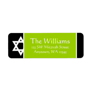 Lime Green Black Star of David Return Address