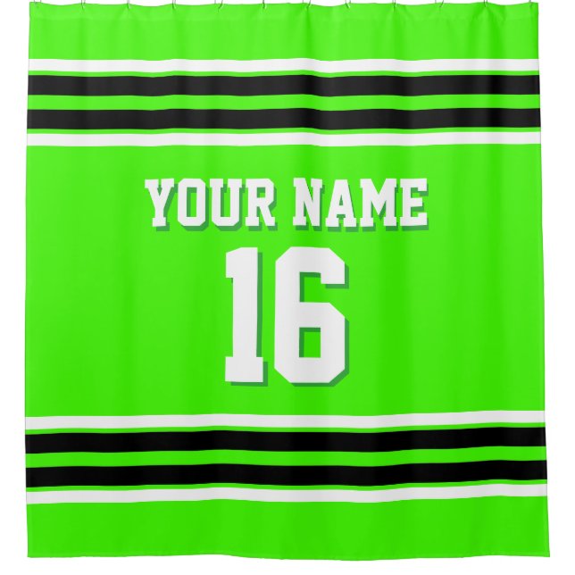 Lime Green Black White Stripes Sports Jersey (Front)