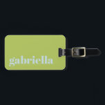 Lime Green Blue Bold Typography Personalized Name  Luggage Tag<br><div class="desc">Bold Modern Typography Personalized Name Luggage Tag in Lime Green and Pastel Light Blue</div>
