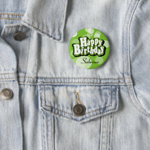 Lime Green Bokeh Birthday Design 2 Inch Round Button