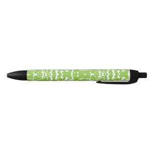 Lime Green Botanical Luxury Tote Bag Black Ink Pen