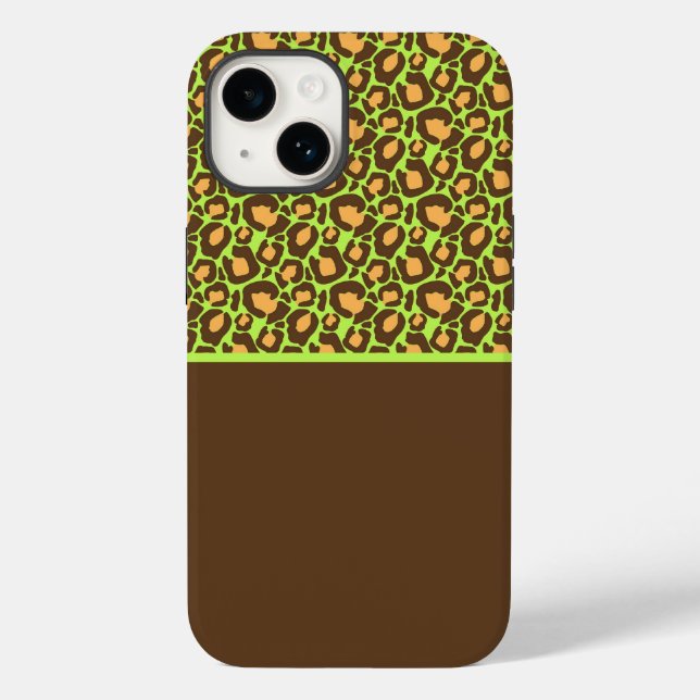 Lime Green & Brown Cheetah Print Phone Case (Back)