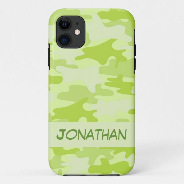 Lime Green Camo Camouflage Name Personalized Case-Mate iPhone Case (Back)