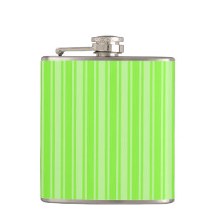 Lime green candy stripes hip flask