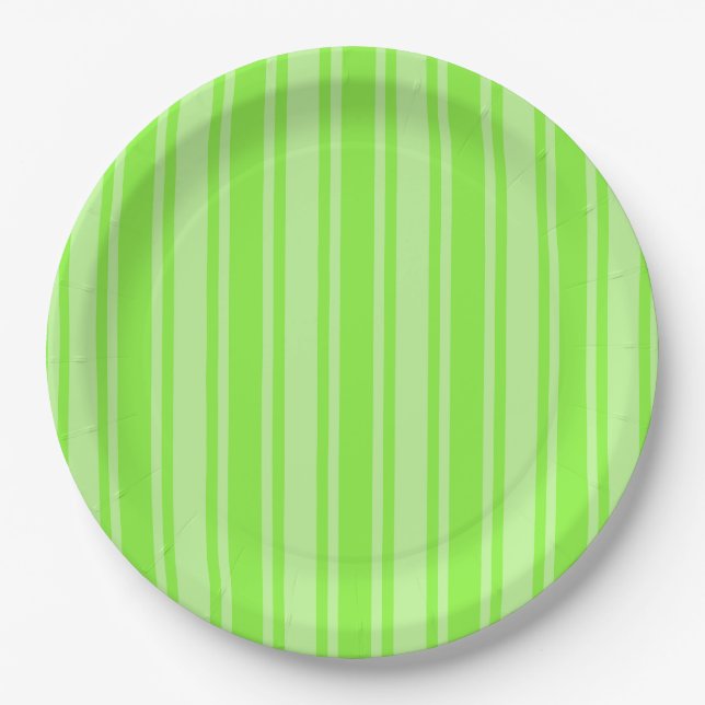 Lime green candy stripes paper plate (Front)