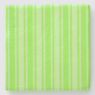 Lime green candy stripes stone coaster