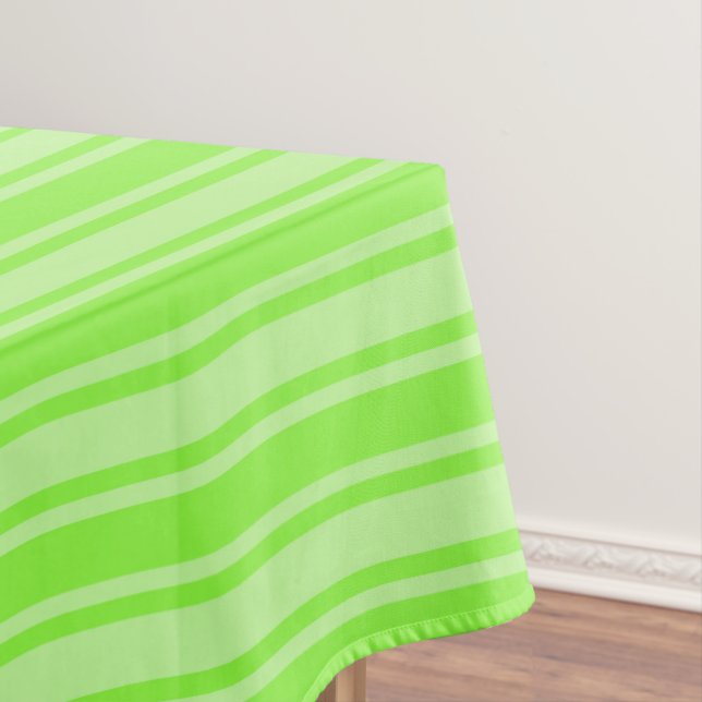 Lime green candy stripes tablecloth (In Situ)