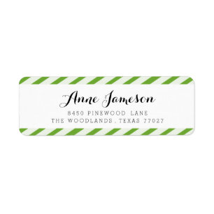 Lime Green Carnival Stripes Return Address Labels
