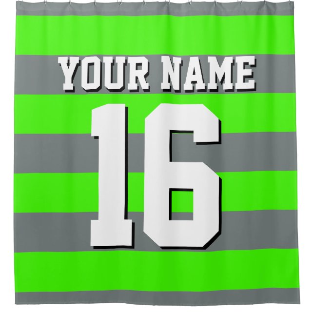 Lime Green Charcoal Sports Jersey Preppy Stripe (Front)