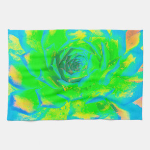 Lime Green Chartreuse Succulent Sedum Rosette Kitchen Towel