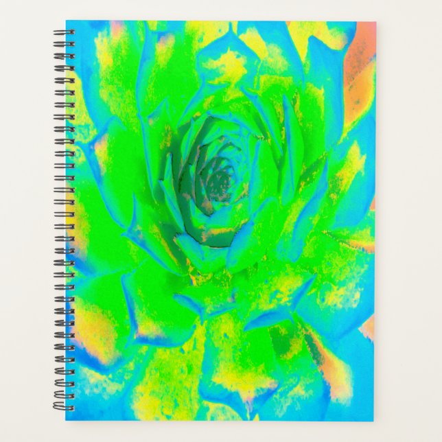 Lime Green Chartreuse Succulent Sedum Rosette Planner (Front)