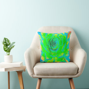 Lime Green Chartreuse Succulent Sedum Rosette Throw Pillow