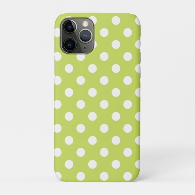 Lime Green Chartreuse & White Polka Dots Dot Case-Mate iPhone Case (Back)