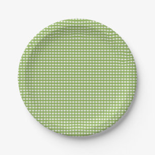 Lime Green chequered pattern Paper Plate