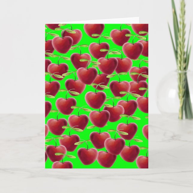 Lime Green Cherry Splash Holiday Card (Front)