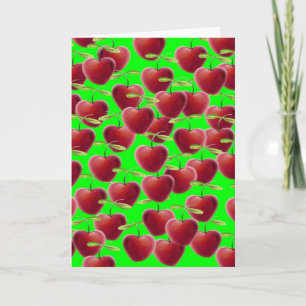 Lime Green Cherry Splash Holiday Card