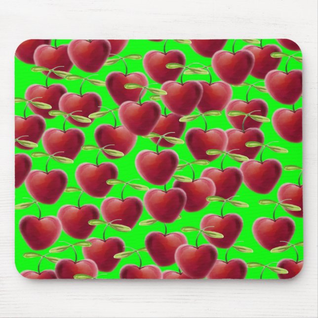 Lime Green Cherry Splash Mouse Pad (Front)
