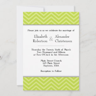 Lime Green Chevron Faire-part de mariage