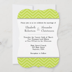 Lime Green Chevron Faire-part de mariage