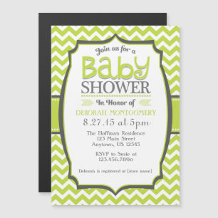 Lime Green Chevron Magnetic Baby Shower Invite