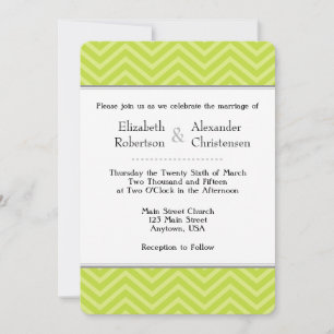 Lime Green Chevron Wedding Invitation