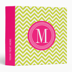 Lime Green Chevron Zigzag Personalized Monogram Binder