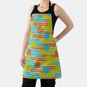 Lime Green, Cinnamon Brown, Turquoise Rectangles Apron