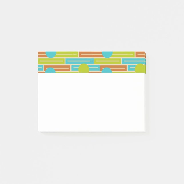 Lime Green, Cinnamon Brown, Turquoise Rectangles P Post-it Notes (Front)